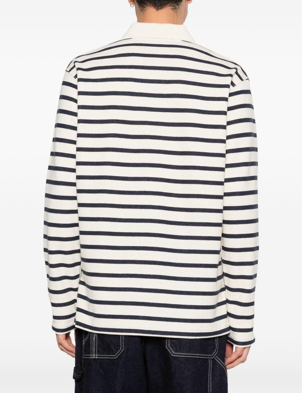 Polo a maniche lunghe a righe in bianco e blu Junya watanabe - uomo 