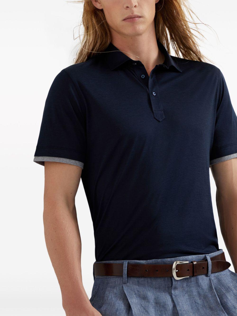 Polo a strati in blu Brunello cucinelli - uomo 