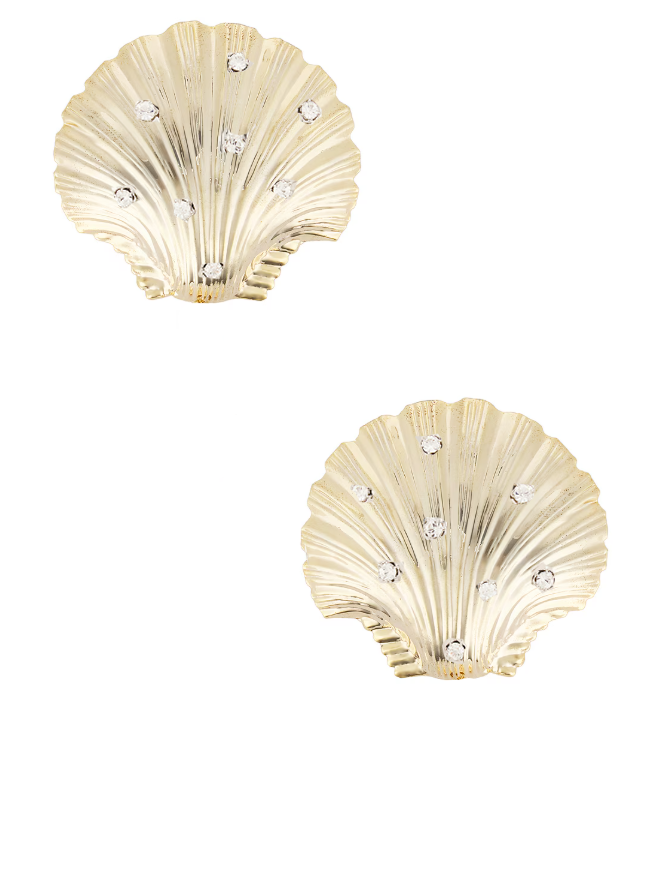Orecchini con  strass oversize shell in oro Rowen Rose - donna 
