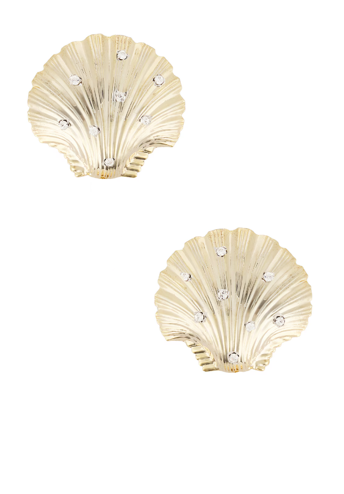 Orecchini con  strass oversize shell in oro Rowen Rose - donna 