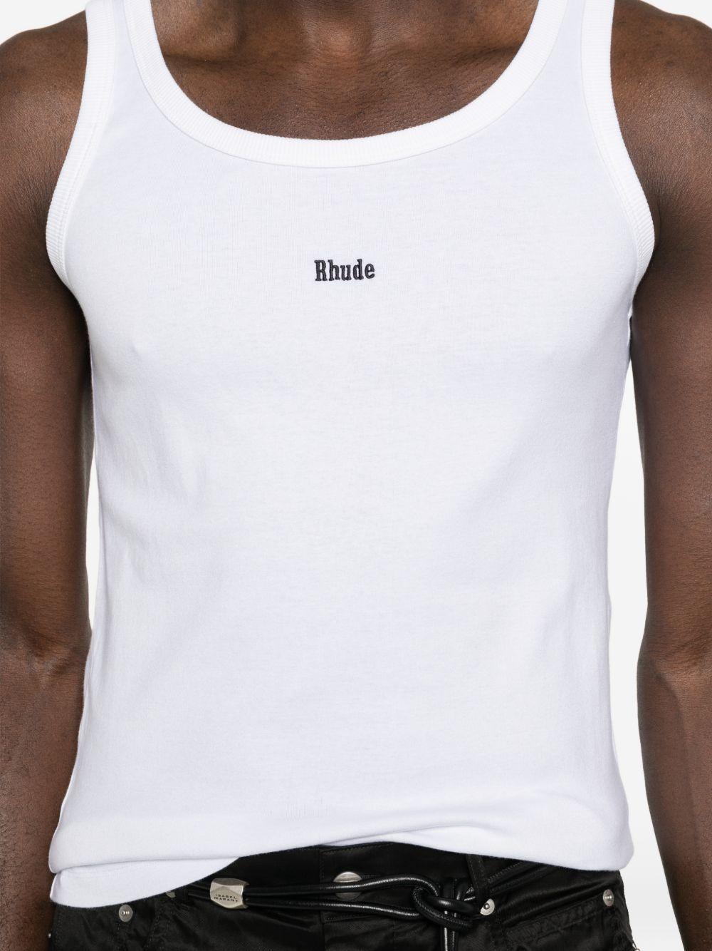 Canotta con logo ricamato in bianco Rhude - uomo 