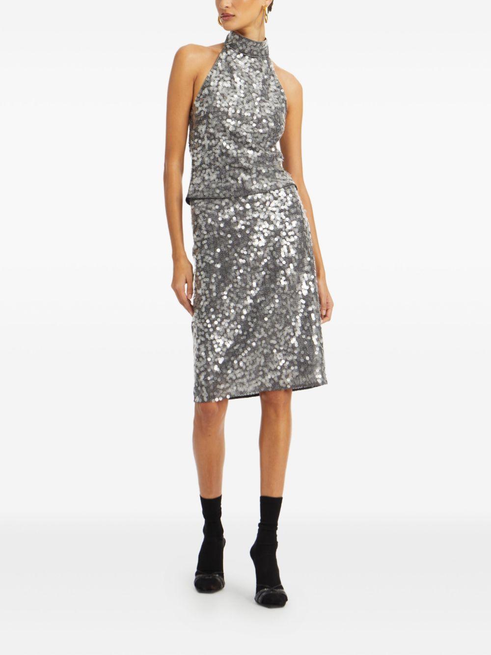 Top Con Paillettes a collo alto in grigio Rotate - donna 