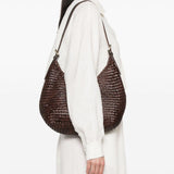 Borsa a spalla Luna Mezza in marrone scuro Dragon Diffusion - donna 