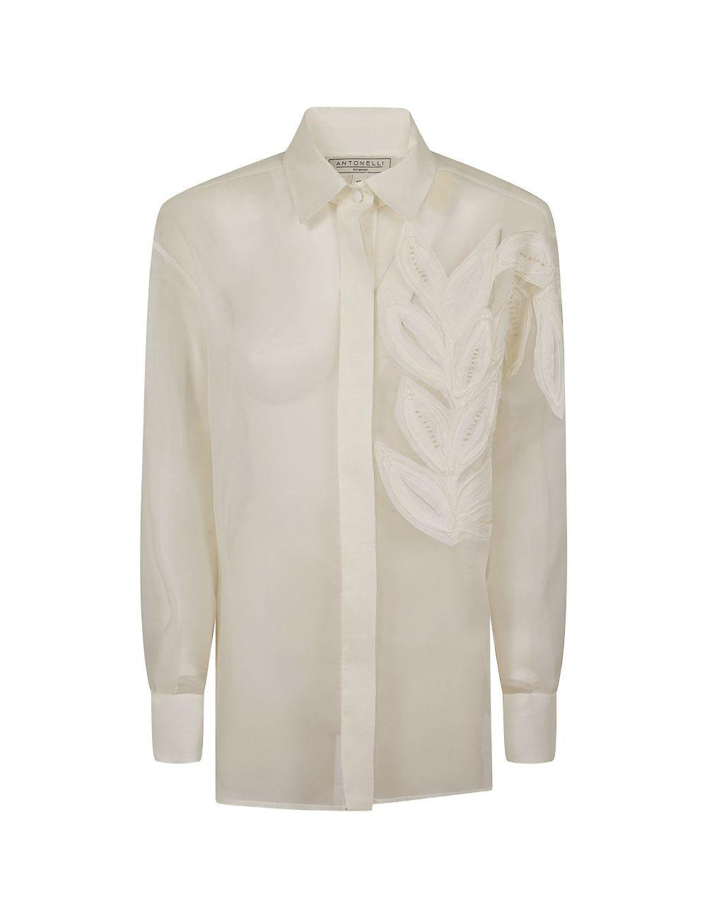 Camicia Alessandra con applicazione di foglia in bianco Antonelli - donna 