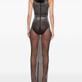 Abito trasparente con cristalli  in marrone Alex perry - donna 