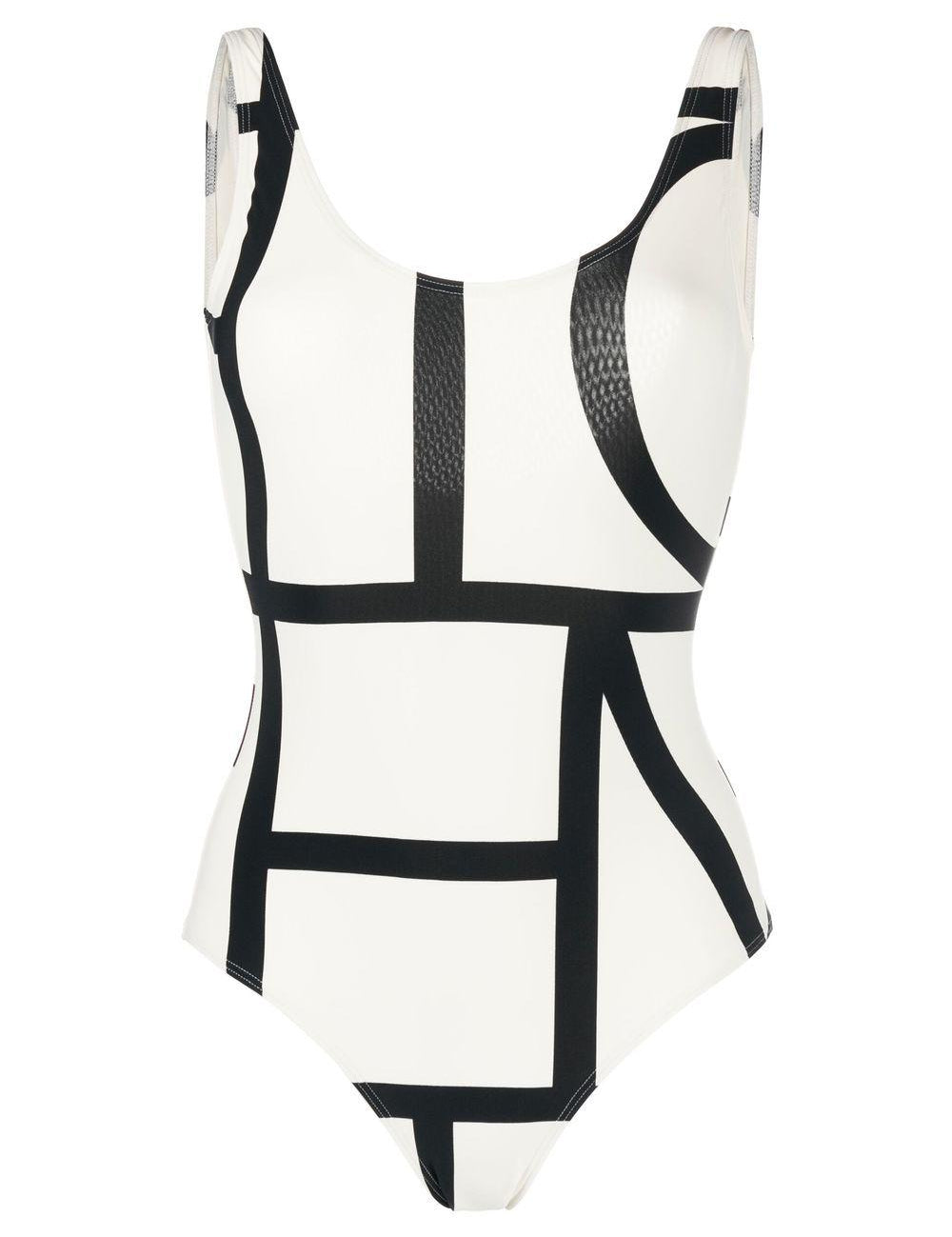 Costume da bagno con monogramma in bianco e nero Toteme - donna 