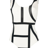 Costume da bagno con monogramma in bianco e nero Toteme - donna 