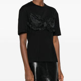 T-shirt con pannelli in raso con volant in nero Simone rocha - donna 