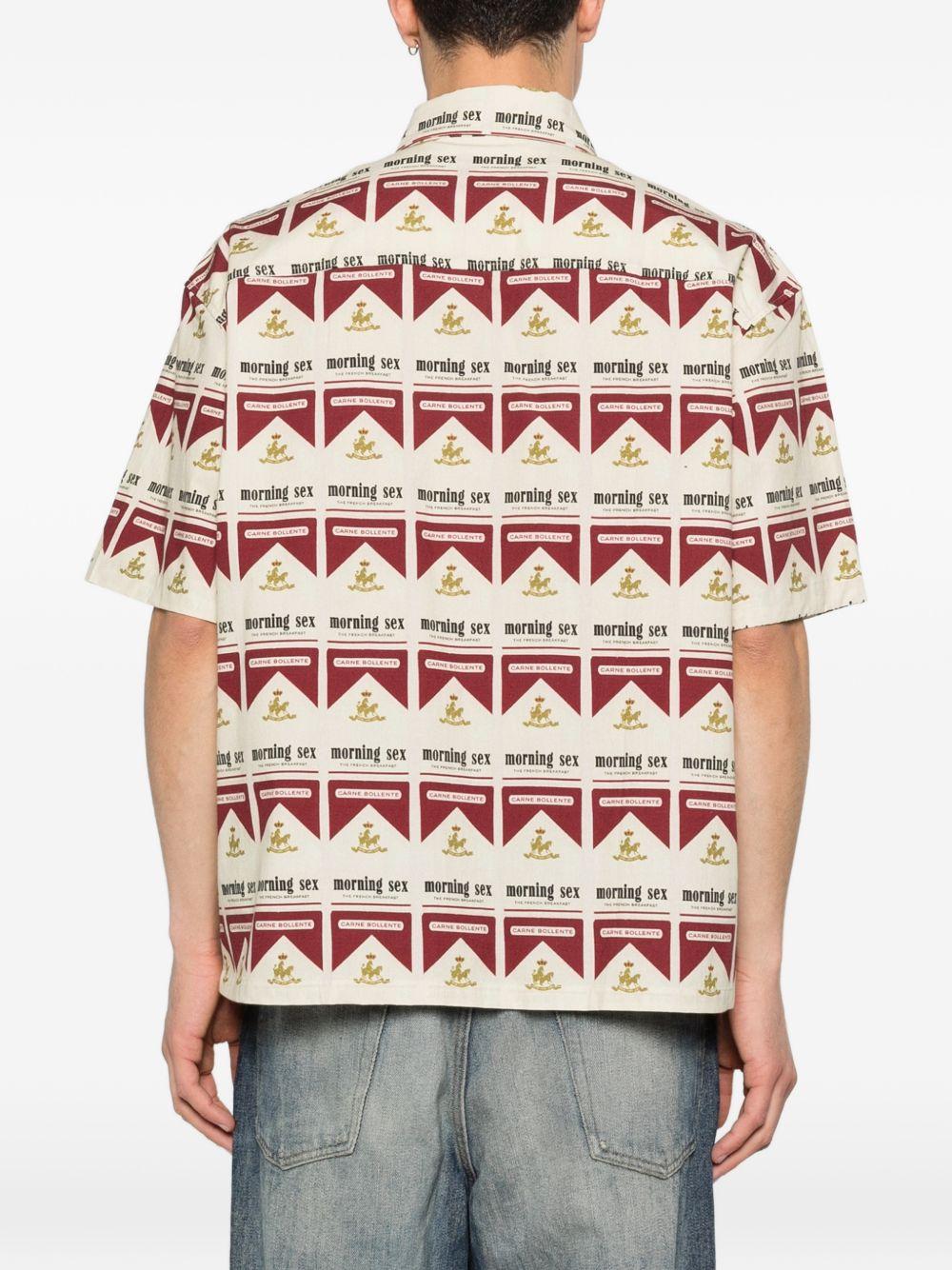 Camicia a maniche corte con stampa in beige e rosso Carne bollente - uomo 