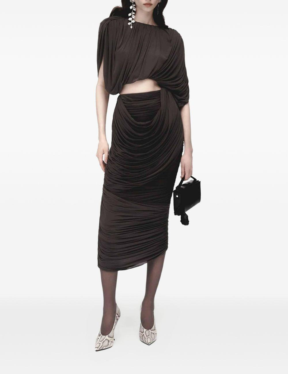 Gonna midi drappeggiata in marrone Magda butrym - donna 