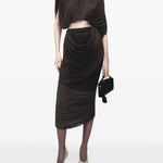 Gonna midi drappeggiata in marrone Magda butrym - donna 