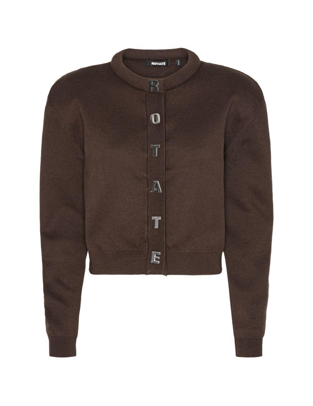 Cardigan con bottoni con logo in marrone 