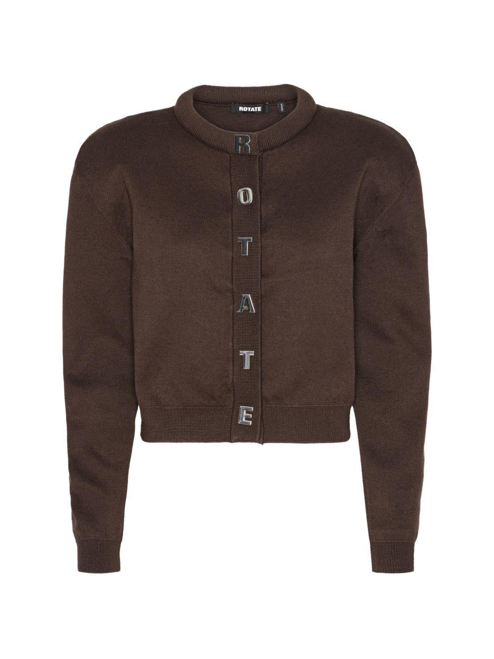 Cardigan con bottoni con logo in marrone 