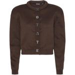 Cardigan con bottoni con logo in marrone 