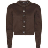 Cardigan con bottoni con logo in marrone 