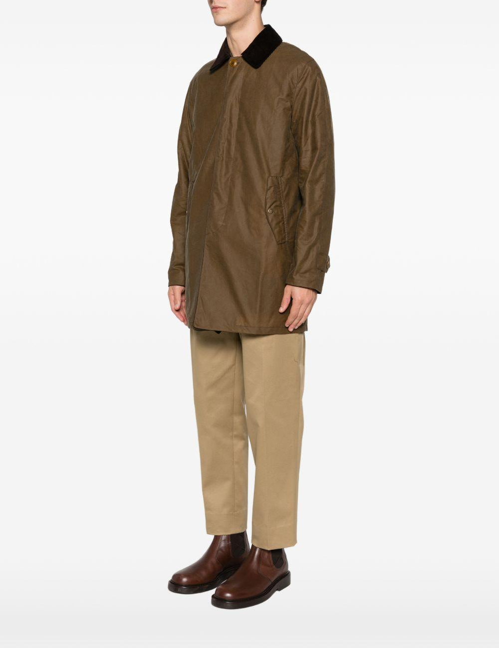 Cappotto in cotone cerato in marrone  <BR/><BR/><BR/> 
