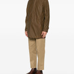 Cappotto in cotone cerato in marrone  <BR/><BR/><BR/> 