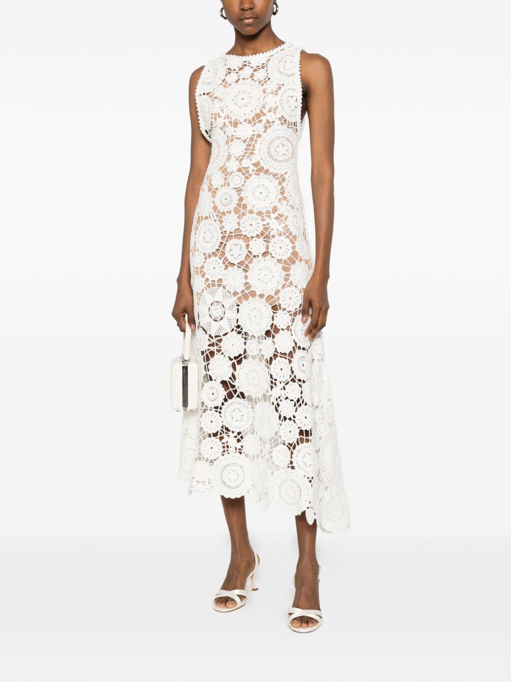 Abito midi in crochet bianco Self-Portrait - donna 