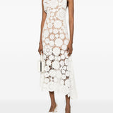 Abito midi in crochet bianco Self-Portrait - donna 
