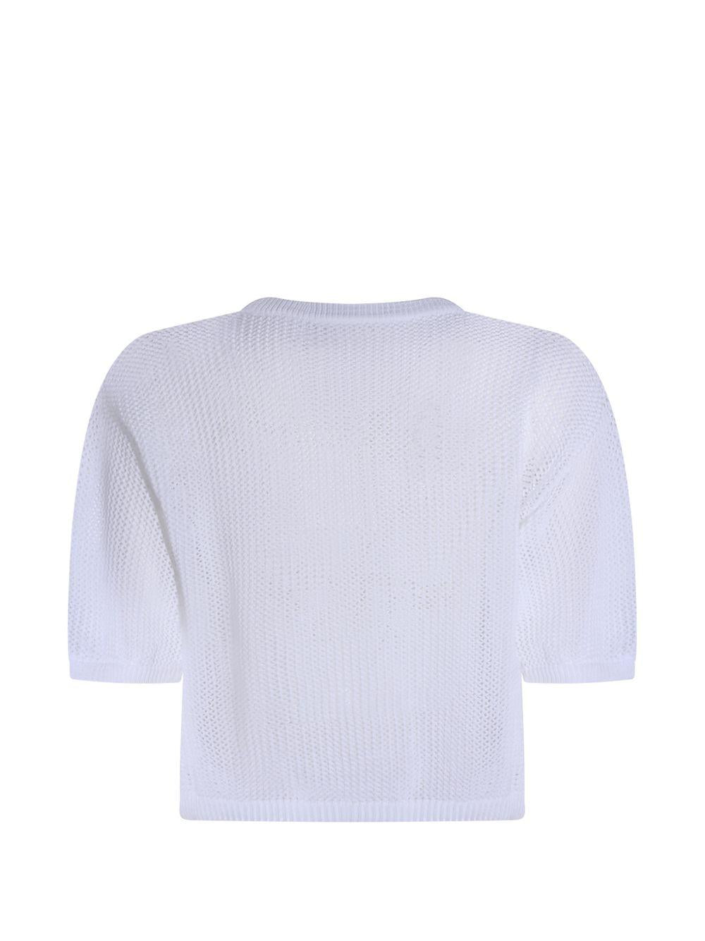 Top crop in maglia papavero in bianco Antonelli - donna 