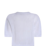 Top crop in maglia papavero in bianco Antonelli - donna 