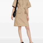 Abito midi con cintura in beige Moncler - donna 