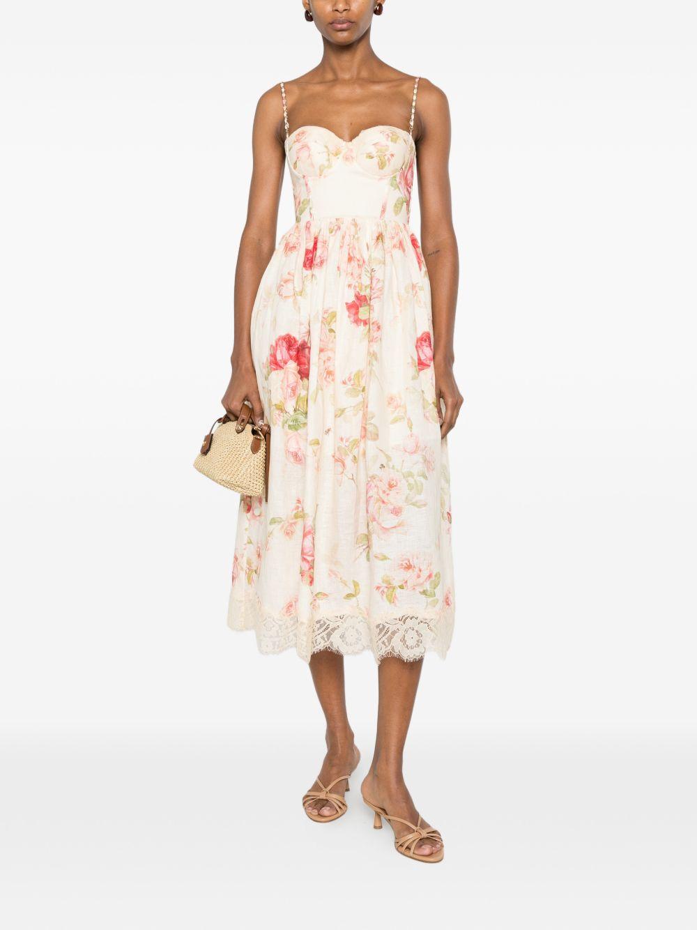 Abito midi con stampa floreale Roselight Picnic multicolor 