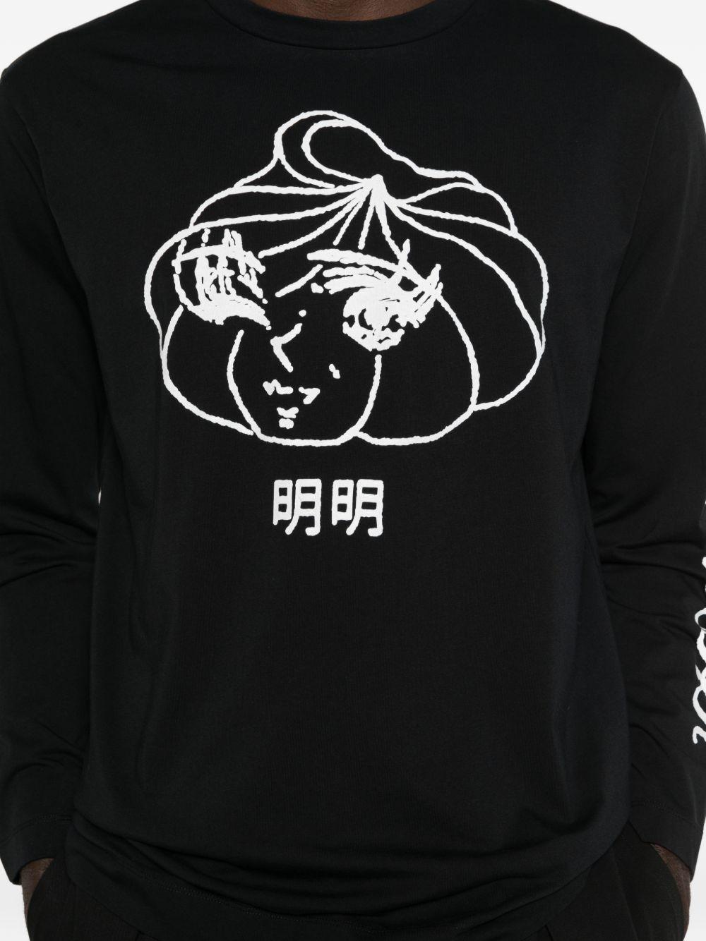 T-shirt a manica lunga stampata in nero Simone rocha - uomo 