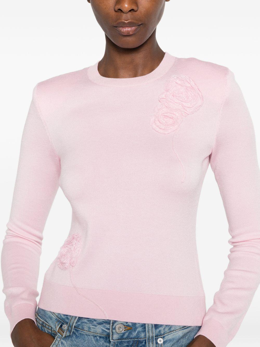 Cardigan in maglia con fiori in rosa 