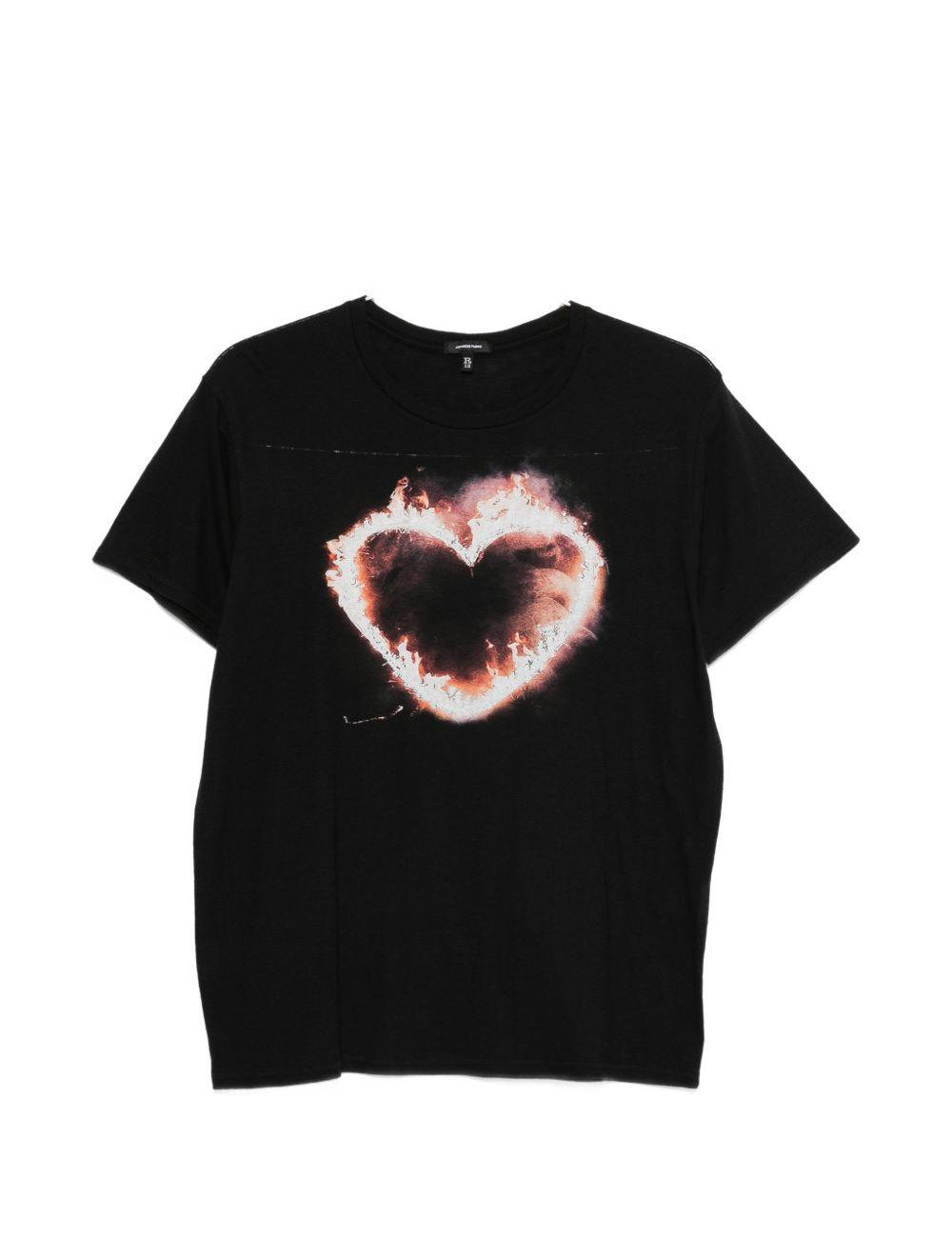 T-shirt Flaming Heart  in nero R13 - donna 