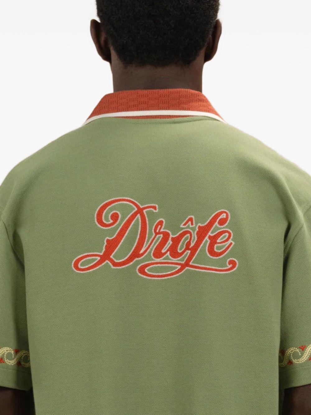 Camicia con logo ricamato in verde Drole de monsieur - uomo 