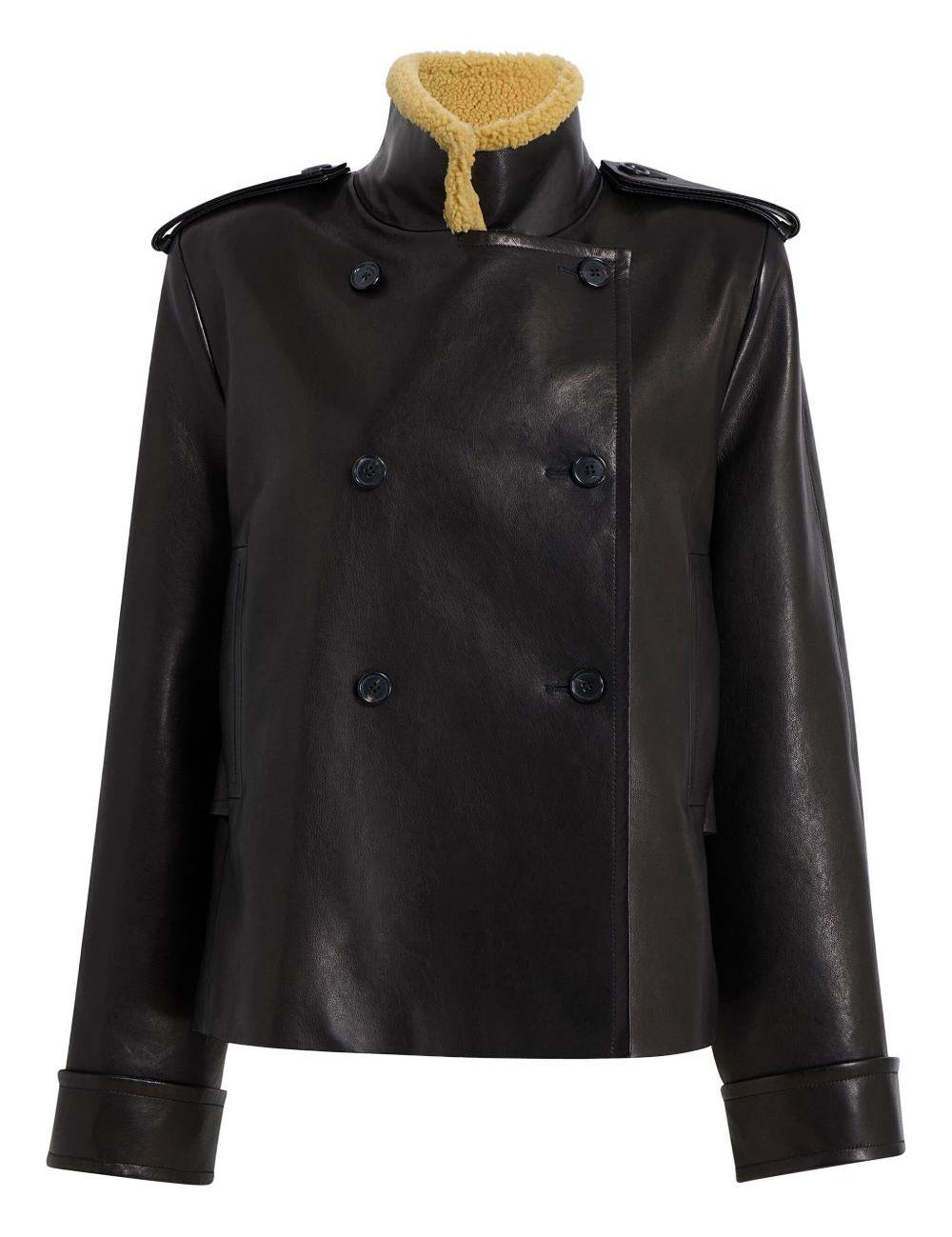 Giacca a collo alto in pelle dean in marrone Khaite - donna 
