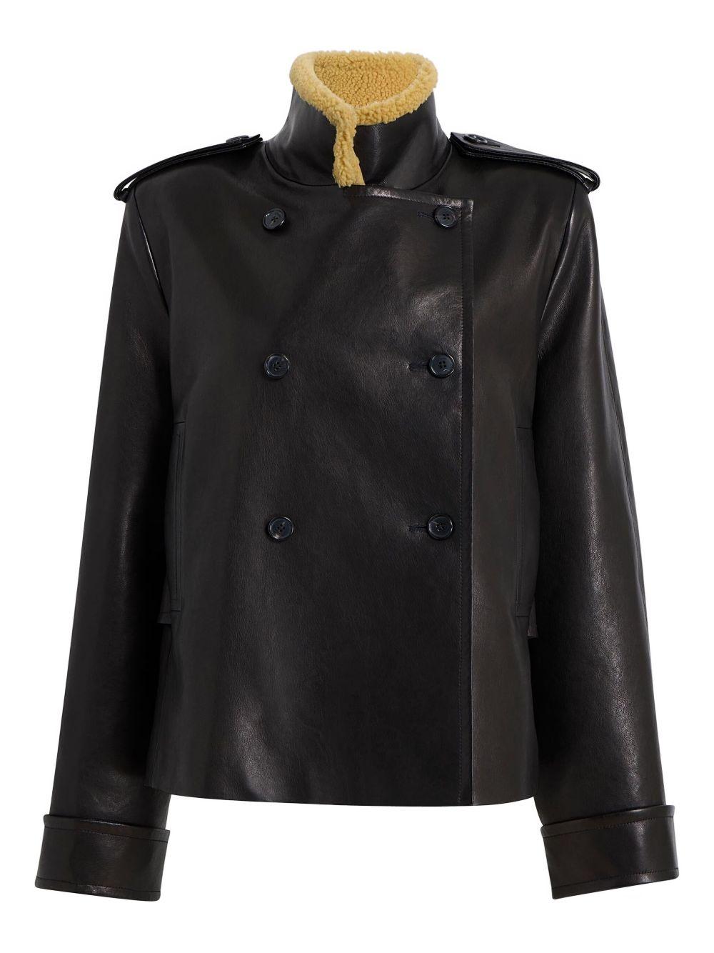 Giacca a collo alto in pelle dean in marrone Khaite - donna 