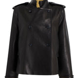 Giacca a collo alto in pelle dean in marrone Khaite - donna 