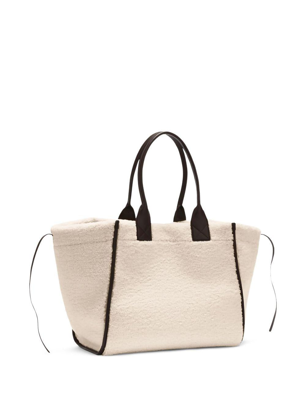 Borsa tote con logo in avorio Ganni - donna 