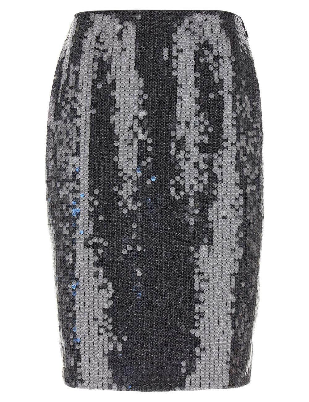 Gonna midi in paillettes in nero Rotate - donna 