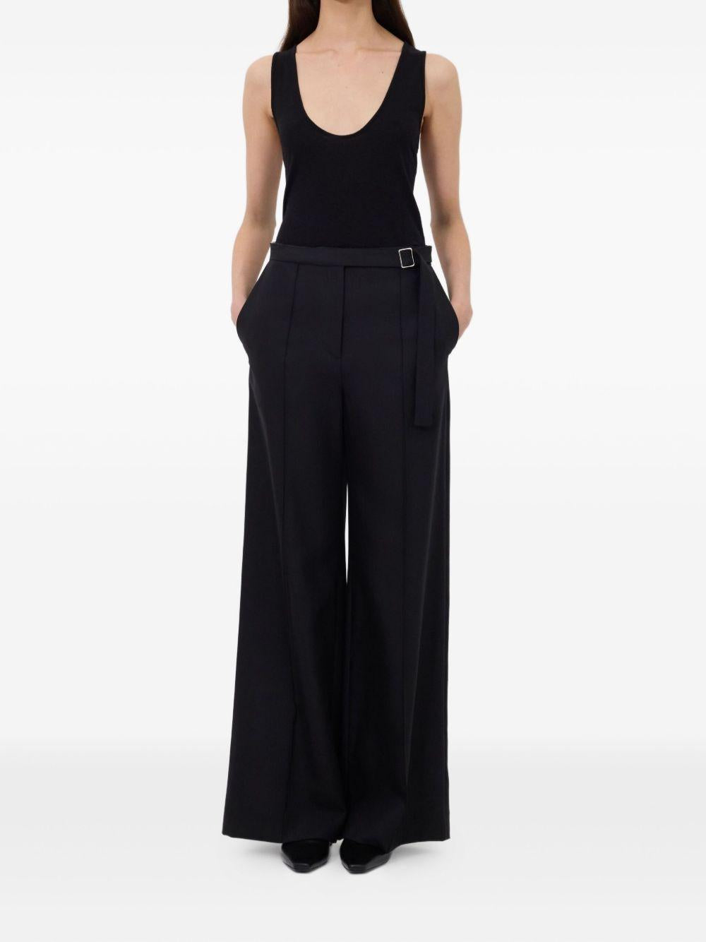 Pantaloni a gamba ampia con fibbia in nero LouLou De Saison - donna 