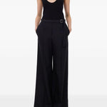 Pantaloni a gamba ampia con fibbia in nero LouLou De Saison - donna 