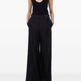 Pantaloni a gamba ampia con fibbia in nero LouLou De Saison - donna 