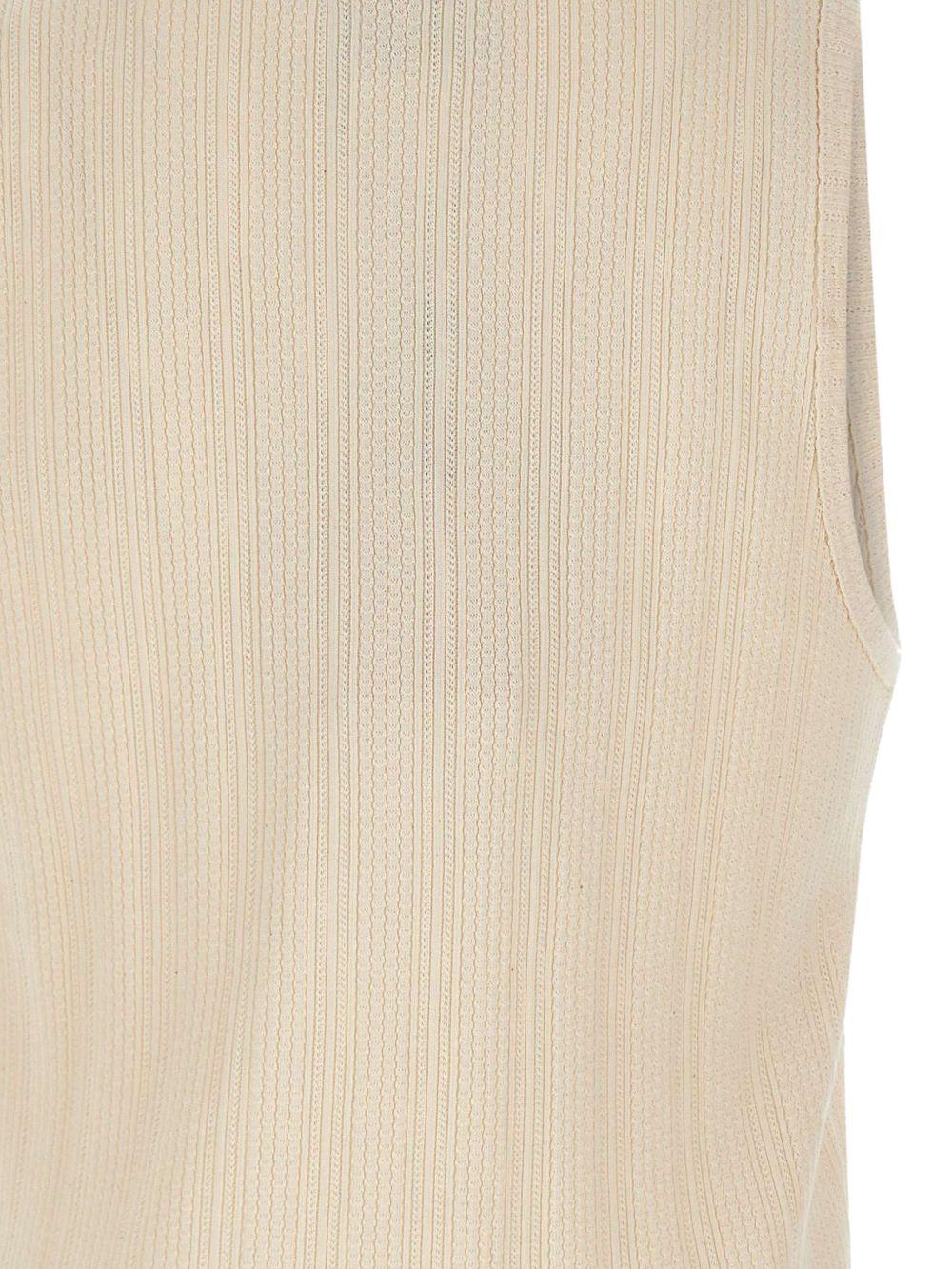 Top a coste ricamato in beige Drole de monsieur - uomo 