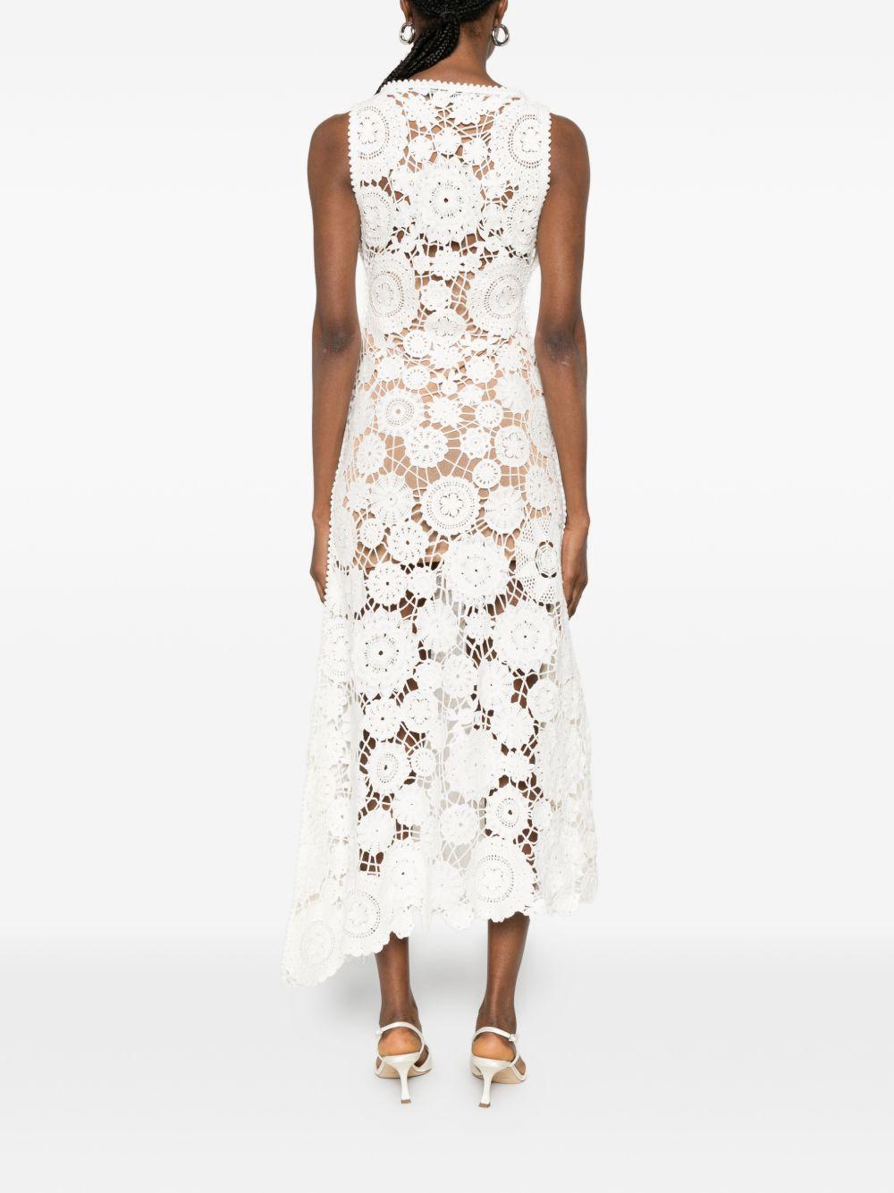 Abito midi in crochet bianco Self-Portrait - donna 
