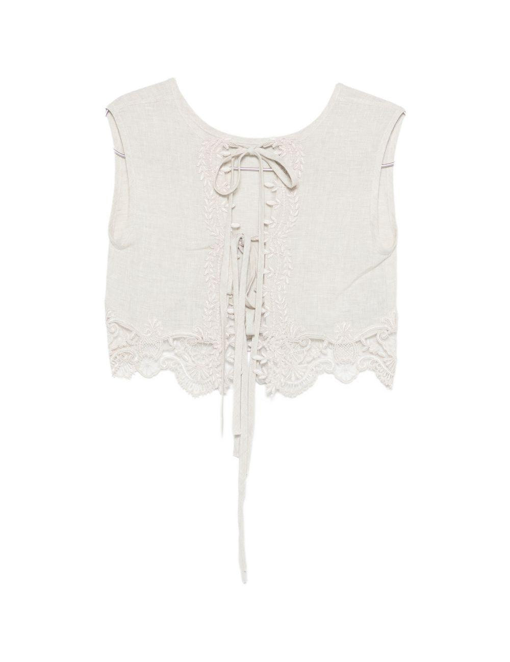 Top in pizzo in avorio Maurizio - donna 