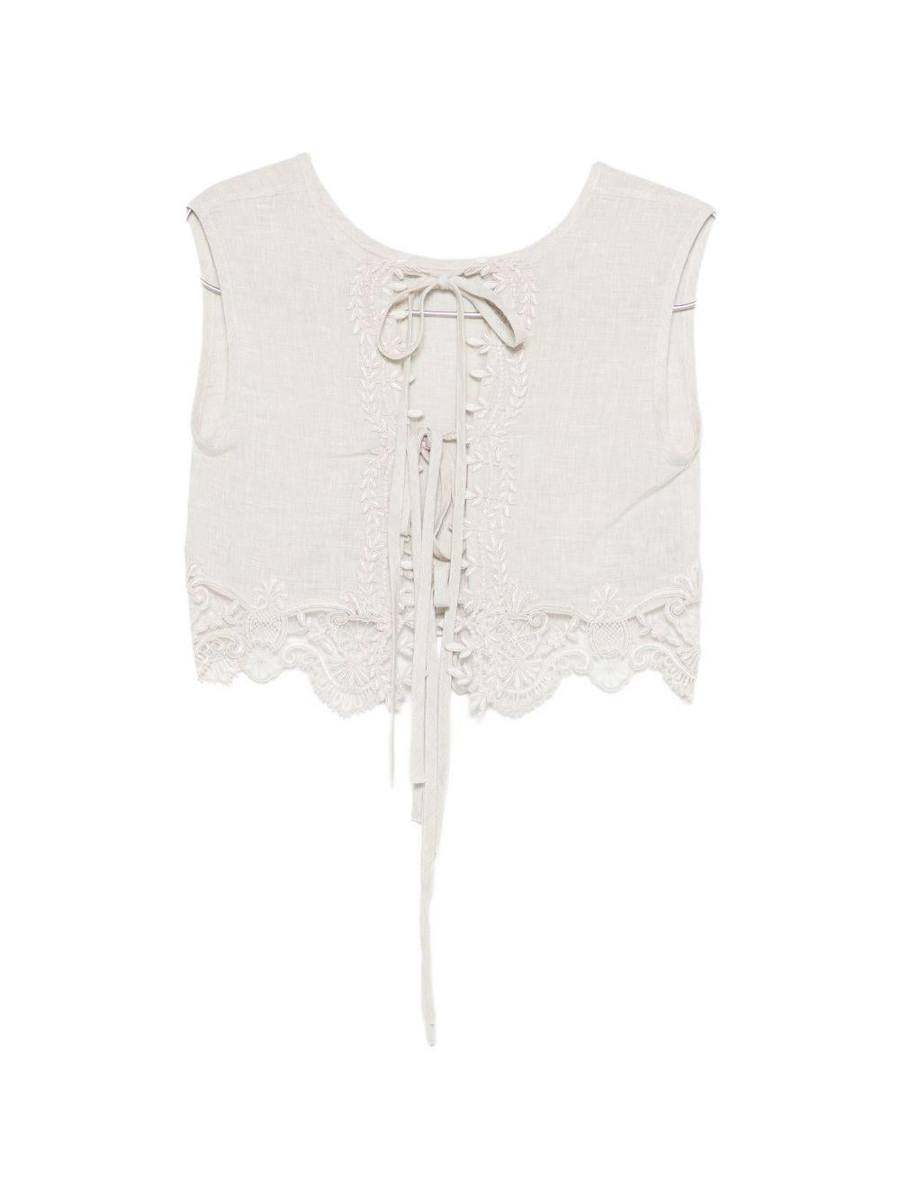 Top in pizzo in avorio Maurizio - donna 