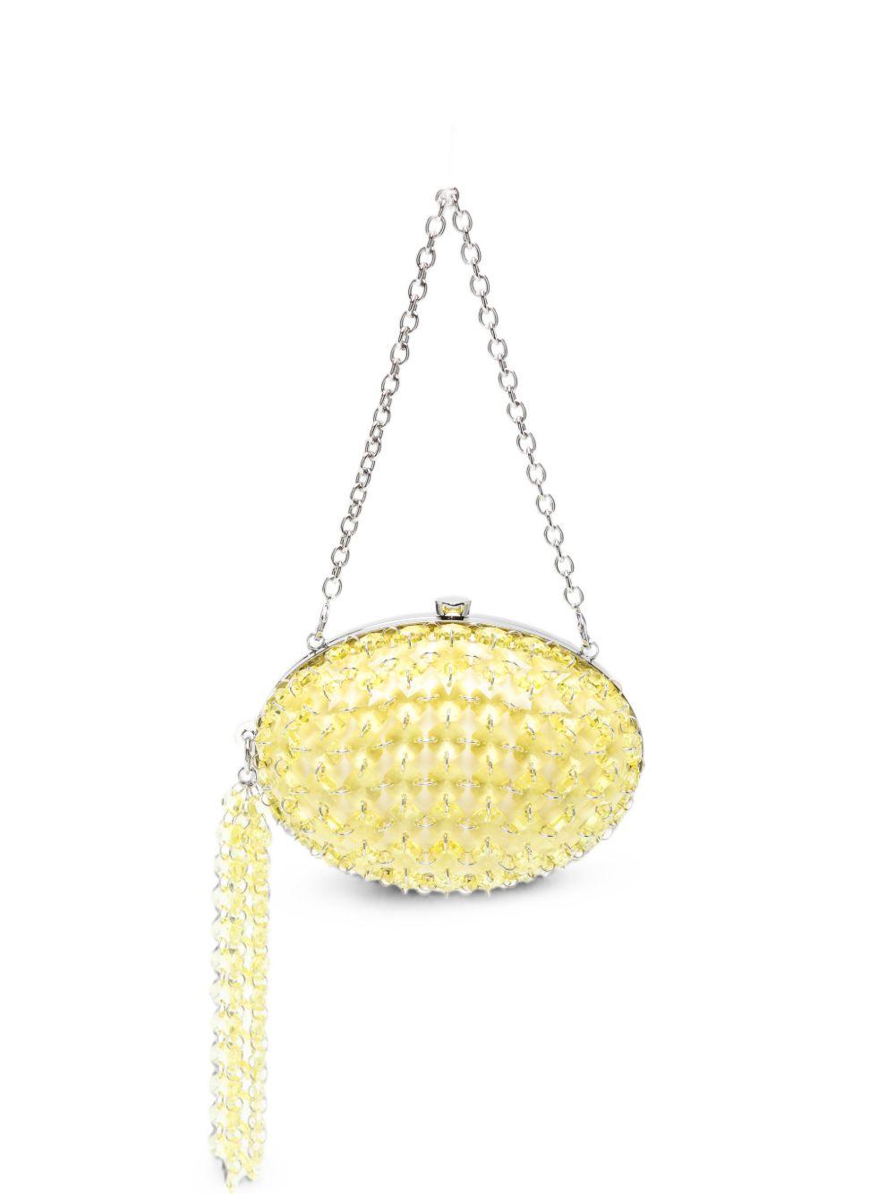 Clutch in raso giallo con cristalli 