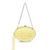 Clutch in raso giallo con cristalli 