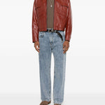 Giacca in pelle leota in rosso Second layer - uomo 