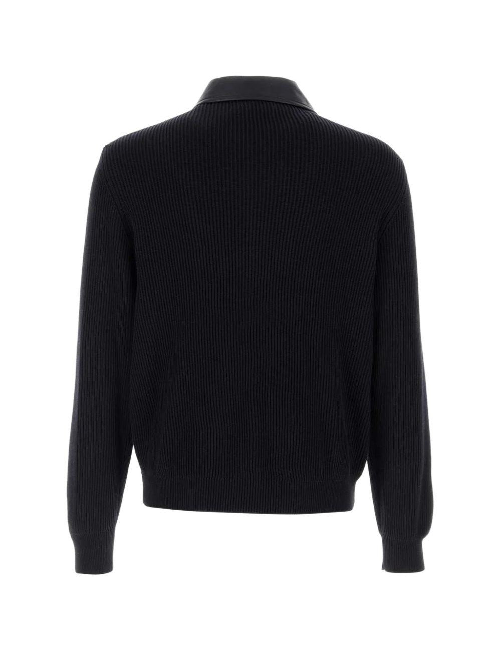 Cardigan con inserti in pelle nero Brunello Cucinelli - uomo 