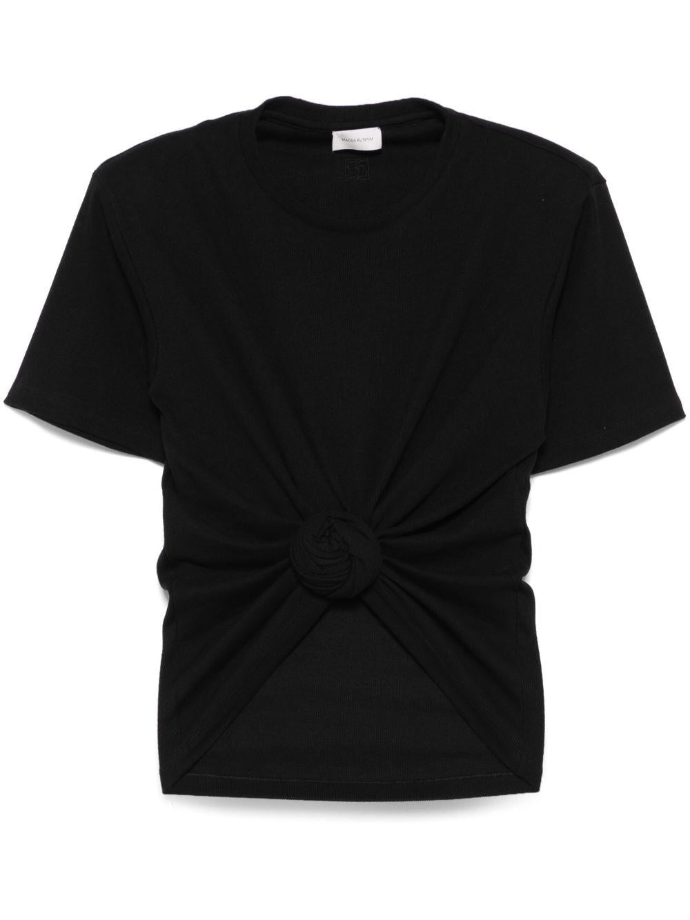 T-shirt con nodo in nero 