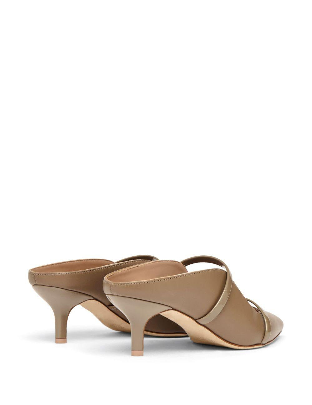 Mules Maureen 45 kitten heel in nappa taupe 