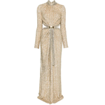 Abito lungo con paillettes in oro Rabanne - donna 